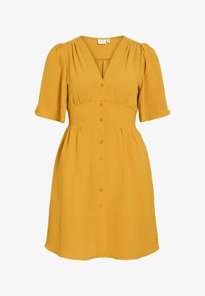 VILA, SHORT DRESS VISKOV SHORT SLEEVED - Blusenkleid - golden spice