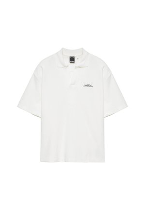 PULL&BEAR, SHORT SLEEVE WAFFLE-KNIT WITH CONTRAST EMBROIDERY - POLO SHIRT - Poloshirts - white