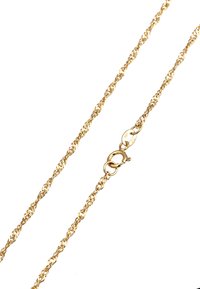 Guldtonet, snoet kædehalssmykke med en lobster clasp. Designet er delikat med en skinnende, glat overflade og minimal detaljering.
