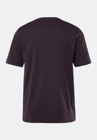 Mørk lilla bomulds T-shirt med korte ærmer, rund hals og afslappet pasform. Bagsiden er ensfarvet uden synlige logoer eller mønstre.