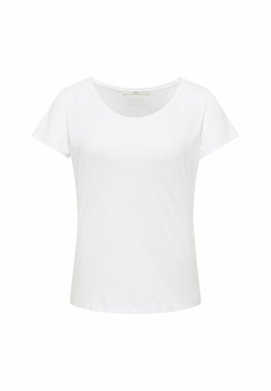 Plain white short-sleeve round-neck cotton t-shirt displayed against a neutral white background.