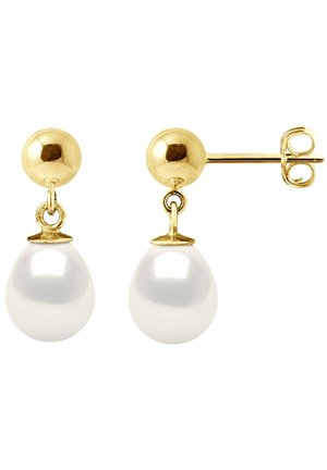 TAYLOR EARRINGS FRESHWATER PEARL 7-8 MM YELLOW GOLD 375/1000 AAA+ - Oorbellen - white