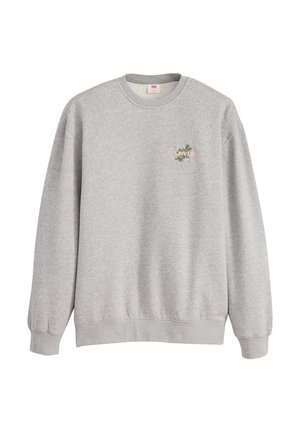 Grijze sweatshirt van een katoenmix, met een ronde hals, lange mouwen en een klein geborduurd bloemenlogo op de borst.