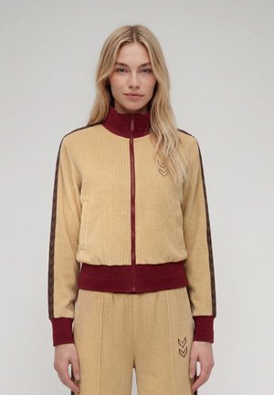 Hummel, CHEVRON TAPE VELOURS TRACKJACKET - Veste légère - beige dark red