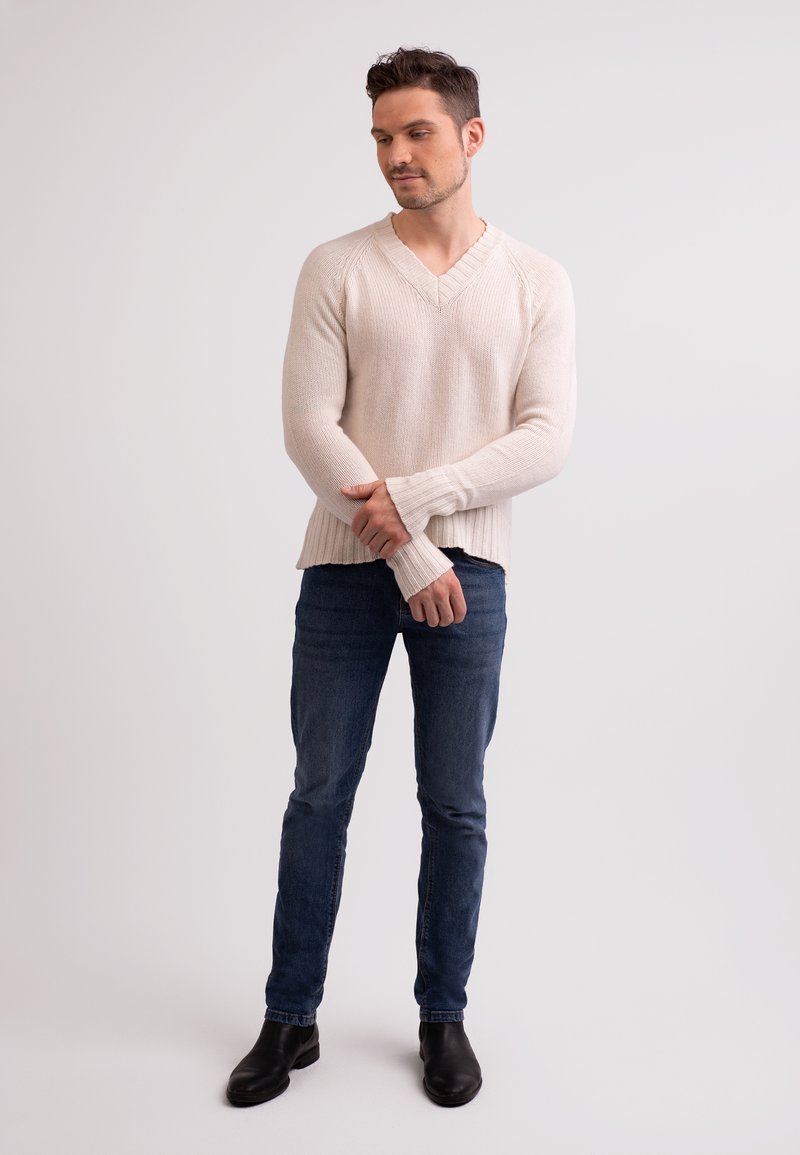 Herren Strickjacken | CASH-MERE Strickpullover ecru/weiß - LV93625 Herren Strickjacken | CASH-MERE Strickpullover ecru/weiß - LV93625