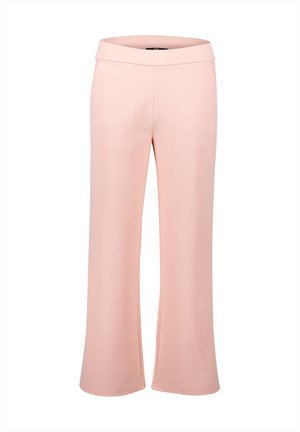 Light pink wide-leg pants made from a soft, smooth fabric with an elastic waistband and no visible fastenings or pockets.