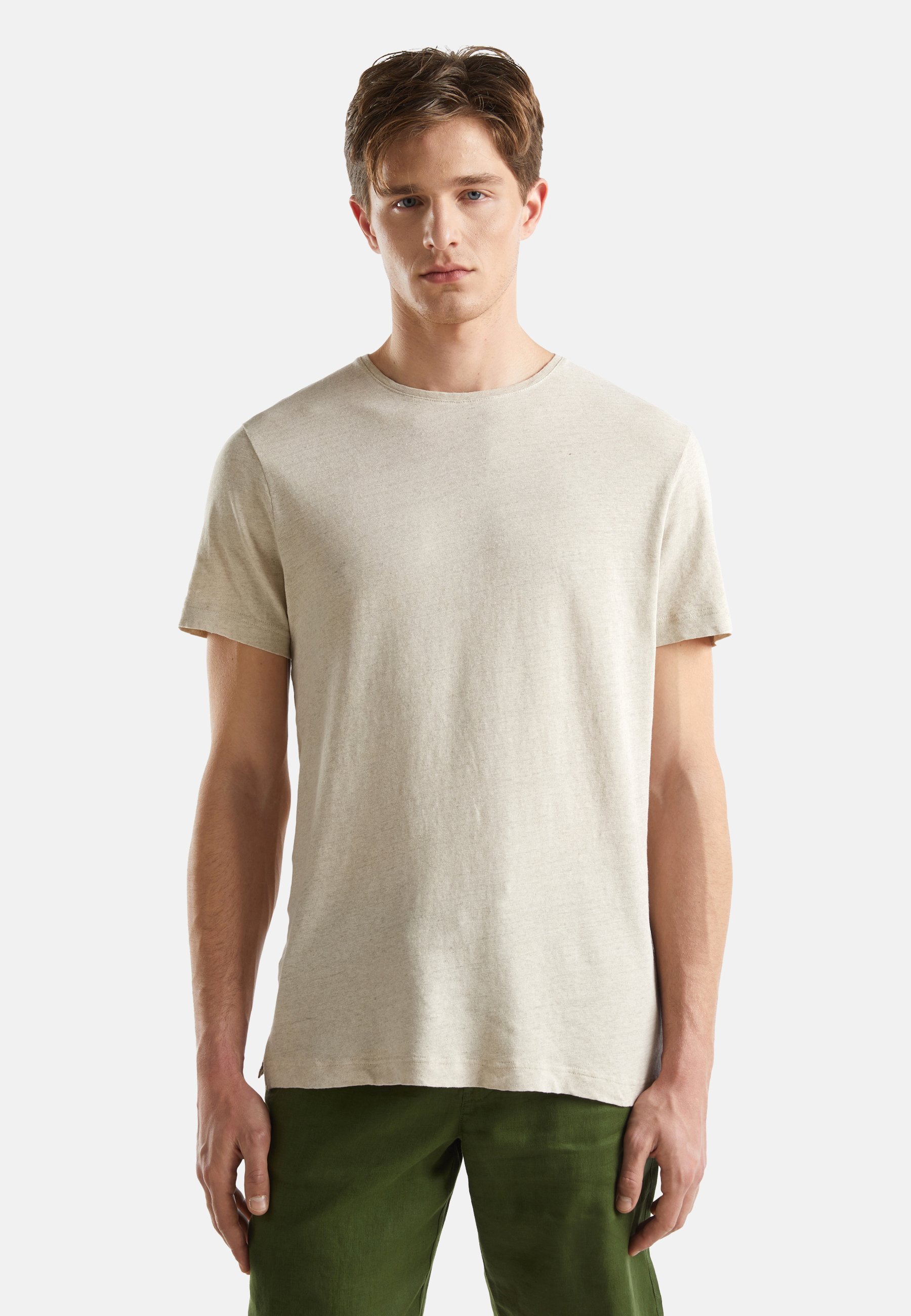 T-shirt BENETTON Bleu Moyen - Imprimé Discret - Taille XS - Occasion Très Bon État