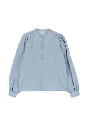 Blauw-wit gestreepte blouse met lange mouwen, een ronde halslijn, knoopsluiting en gathered puffmouwen voor een ontspannen pasvorm.