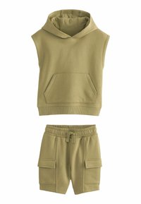 Next SHORT SLEEVE SET - REGULAR FIT - Pulover s kapuco - khaki green