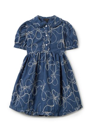 WITH FLORAL EMBROIDERY - Vestido vaquero - medium wash