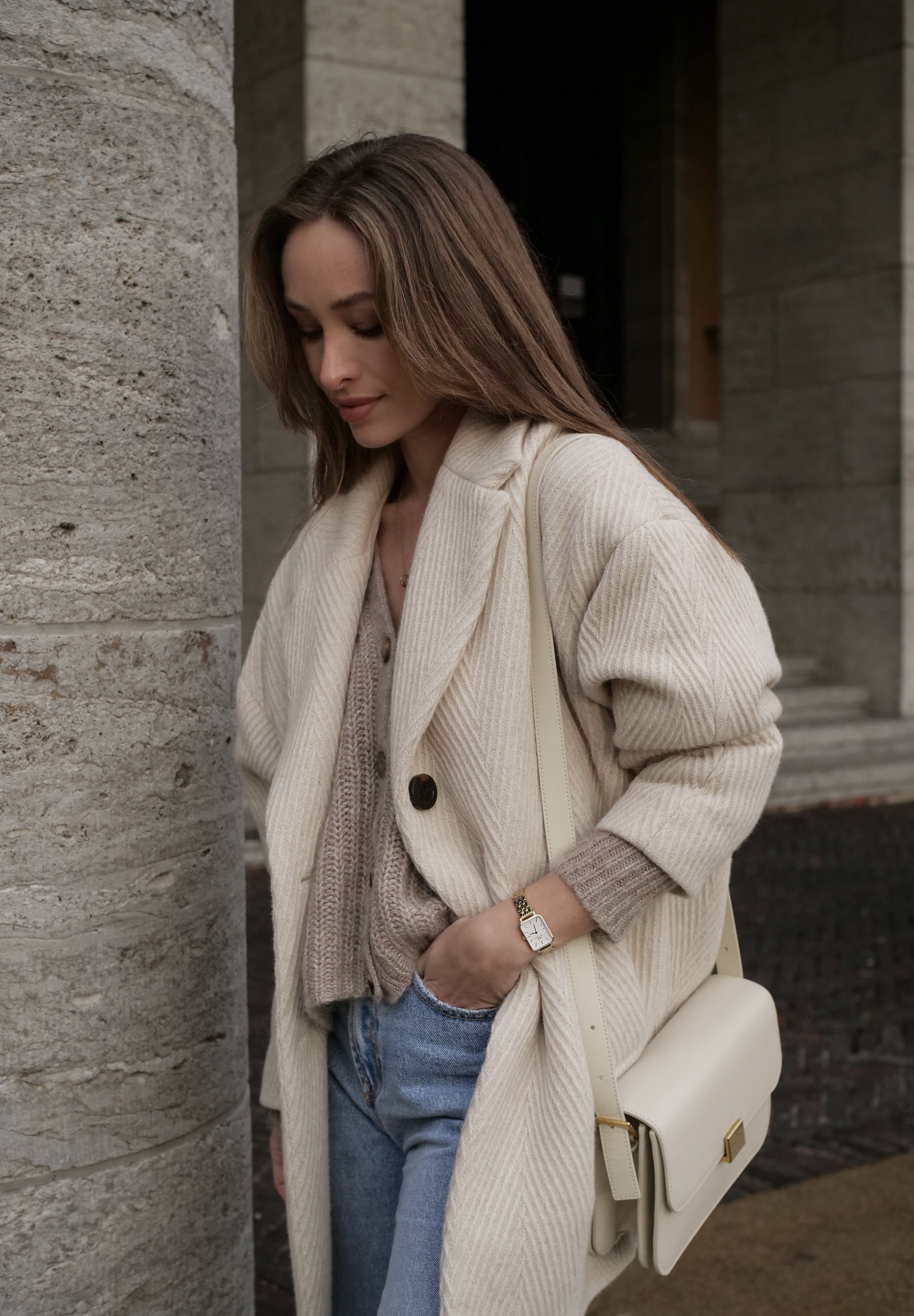 Orologio Daniel Wellington Quadro - Cinturino Pelle Rosa Oro, Quadrante Bianco, 20x26mm, Quartz