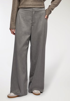 WIDE TINTA UNITA - Pantaloni - grigio scuro melange