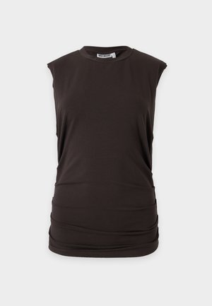 Weekday, PLEATED TANK - Μπλούζα - dark brown
