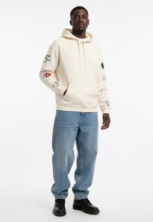 BRUTAL TATTOO EMBROIDERY UNISEX  - Sweat à capuche - off white