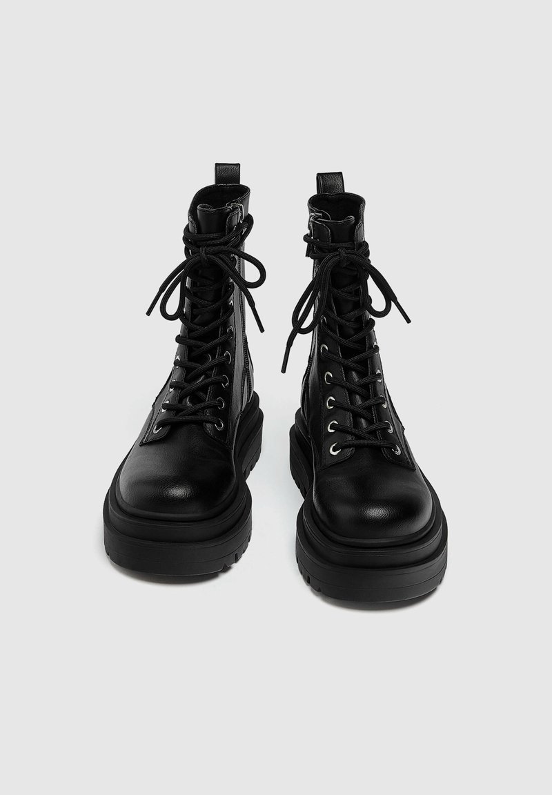 Damen Ankle Boots | PULL&BEAR Schnürstiefelette black/schwarz - WX64381 Damen Ankle Boots | PULL&BEAR Schnürstiefelette black/schwarz - WX64381