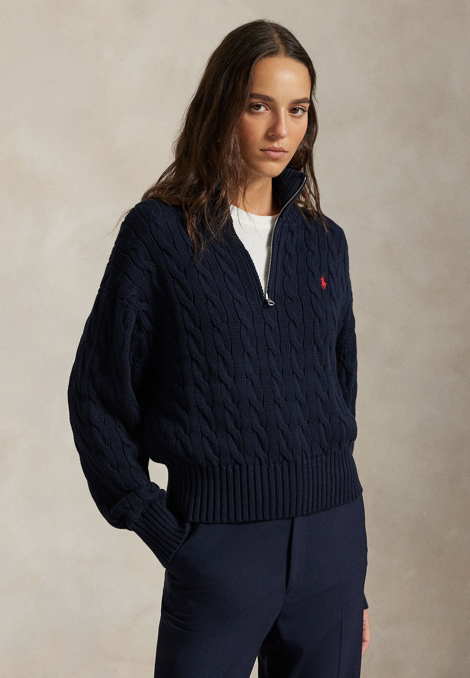 Polo Ralph Lauren CABLE-KNIT COTTON QUARTER-ZIP SWEATER - Jumper