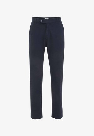 Jūras spēku bikses, kas izgatavotas no teksturēta auduma, ar priekšējo pogu aizdari un divām sānu kabatām, ar pielāgotu taisno kāju dizainu.