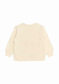 Kreemivalge sviiter, pehme kangas, ümar kaelus, pikad puhvitud varrukad ja soonikuga äärised ning alläär. Lihtne, minimalistlik disain.