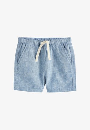 Lyseblå shorts lavet af letvægtsstof med snøre i taljen, to sidelommer og en afslappet pasform.