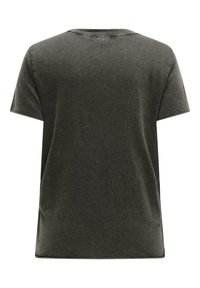 Mörkgrön t-shirt i bomull med rund halsringning, korta ärmar och avslappnad passform. Har en slät textur och en rak fåll.