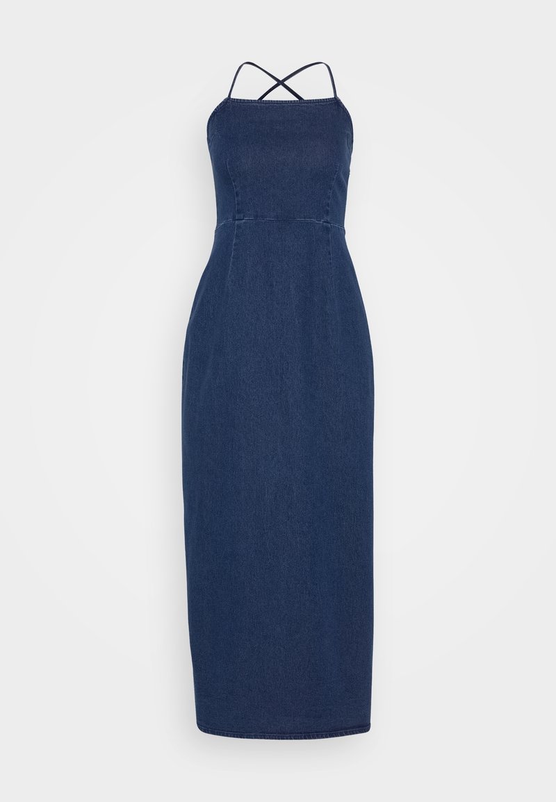 princess polly baby blue dress Maxi denim dress COLOUR navy - RESERVED