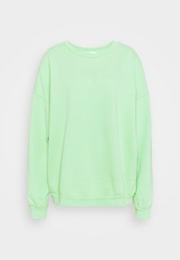 Ljusgrön sweatshirt av mjukt material, med rund halsringning, sänkta axlar och långa ärmar med ribbade muddar och nederkant.