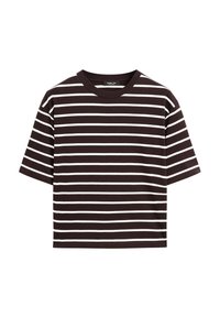 STRIPED BOXY FIT - T-shirt print - mottled brown