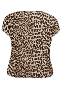 T-shirt à manches courtes avec un motif léopard beige et noir. Tissu doux avec une coupe ample et un col rond.