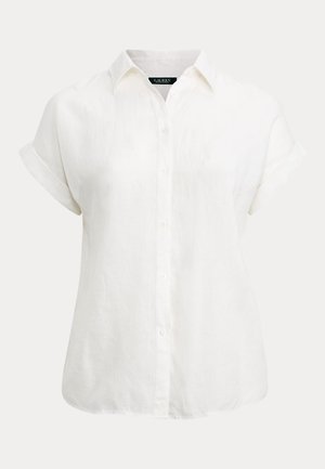 Lauren Ralph Lauren Woman RELAXED FIT LINEN SHORT SLEEVE SHIRT - Cămașă - white