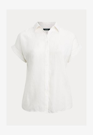 Lauren Ralph Lauren Woman RELAXED FIT LINEN SHORT SLEEVE SHIRT - Cămașă - white