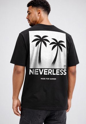 Neverless, HERREN T-SHIRT - PALMEN - OVERSIZED RELAXED FIT SOMMER FASHION - Print T-shirt - schwarz