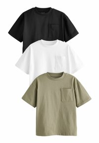 Next - 3 PACK  - REGULAR FIT - Navadna majica - khaki green black pocket detail Miniaturna slika 1