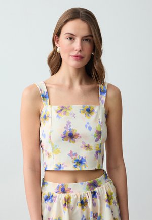 FLORAL PATTERNED STRAPLESS   - Top - beige