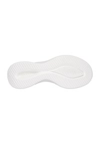 Suola di sneaker bianca con superficie liscia, scanalature texturizzate e design curvo per una buona aderenza. Include un leggero arco per il comfort.