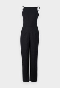 Linen-Blend Apron Jumpsuit - Combinaison - black beauty