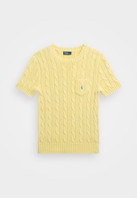 Cable Knit Cotton Short Sleeve Sweater - Jednoduché tričko - fall yellow