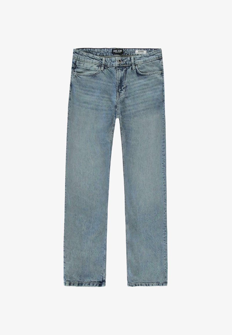 Lichtblauwe spijkerbroek van denim, met een rechte pasvorm, vijf zakken en een klassieke knoop- en ritssluiting. Vervaagde was en stikseldetails.