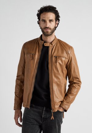 MIT ZWEI BRUSTTASCHEN MACADAM - Læderjakker - cognac