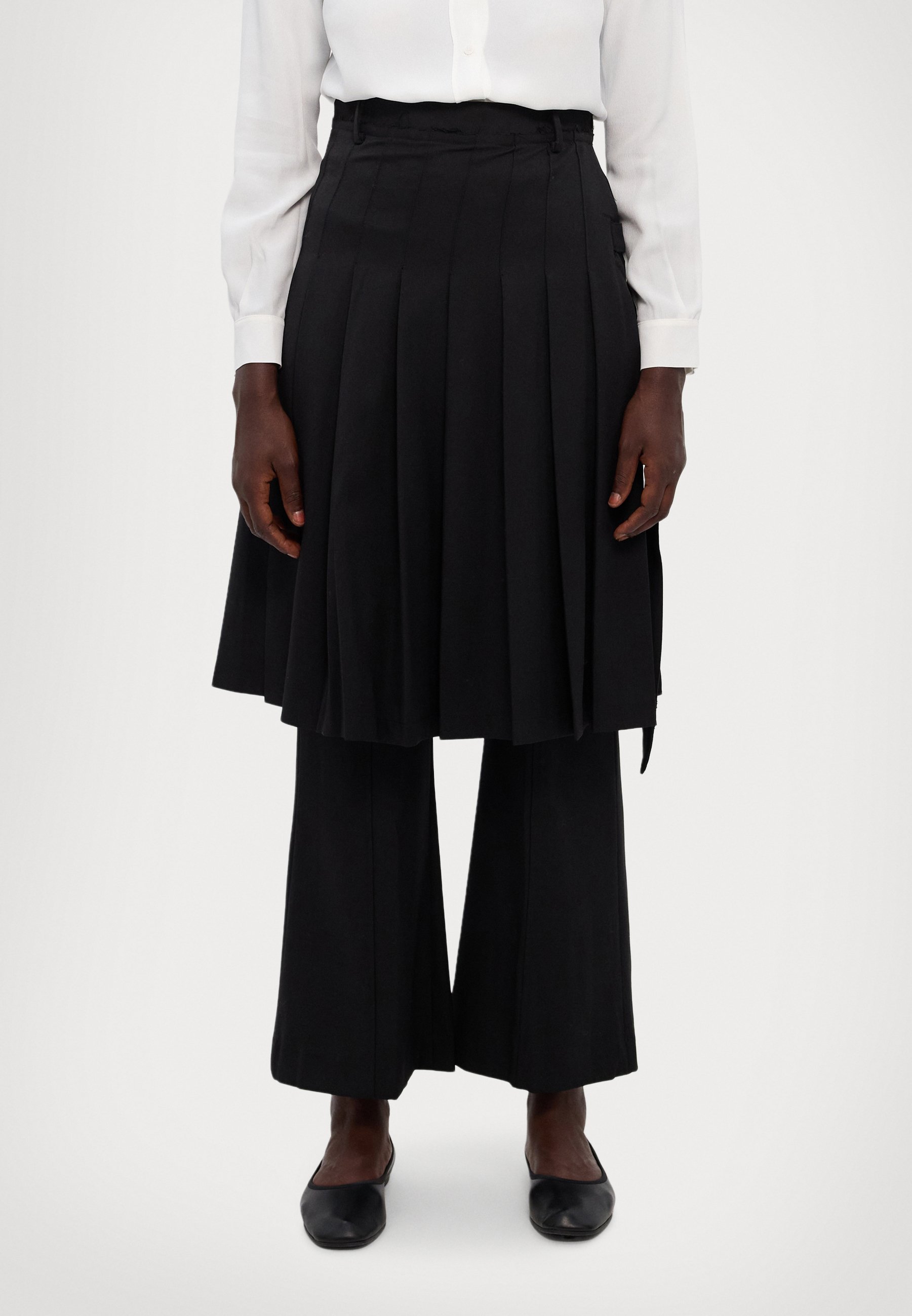 ROKH MIDI PLEATED SKIRT TROUSERS - Pantaloni - black/negru