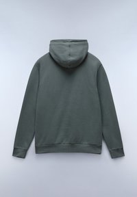 Hoodie in donkergroen, gemaakt van zachte stof. Beschikt over een standaard snit, lange mouwen en een geribde boord en manchetten.