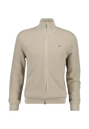 MIT STEHKRAGEN - TEXTURED ZIP - Vest - beige