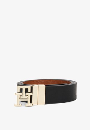 Tommy Hilfiger, LOGO PEBBLE - Gürtel - black/cognac