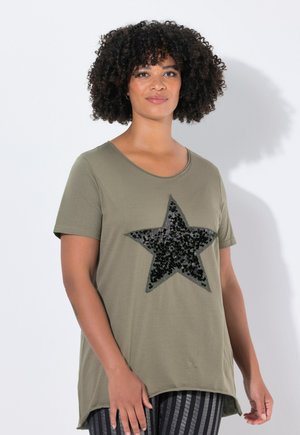A-LINIE PAILLETTEN STERN - Print T-shirt - reed green
