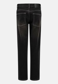 Μαύρο τζιν από denim με σχεδίαση ίσιου ποδιού, διαθέτει λευκή ραφή, δύο πίσω τσέπες και υφασμένη ζώνη μέσης.