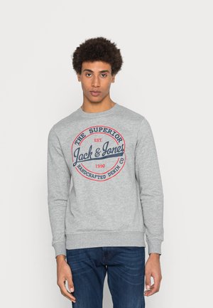 JJBRAT CREW NECK - Sweatshirt - light grey melange/true red