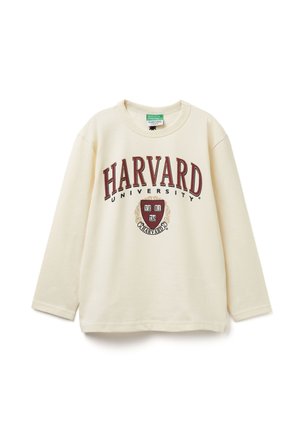 Crème lange mouw sweatshirt met "HARVARD UNIVERSITY" in bordeaux, met een schildlogo. Gemaakt van zachte katoen; ontspannen pasvorm ontwerp.