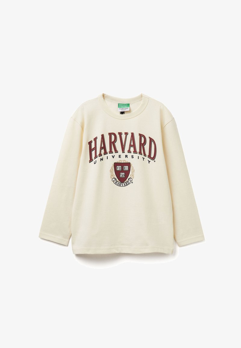 Crème lange mouw sweatshirt met "HARVARD UNIVERSITY" in bordeaux, met een schildlogo. Gemaakt van zachte katoen; ontspannen pasvorm ontwerp.