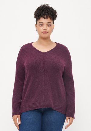 CARWHITNEY V NECK  - Trui - mauve wine melange
