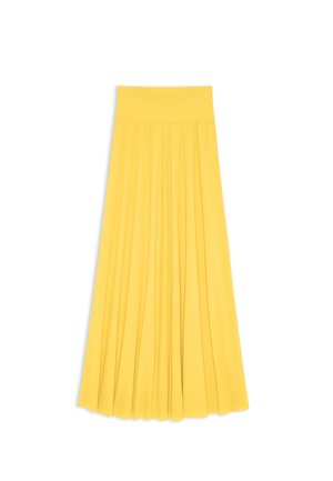 Gul plisseret nederdel med blødt stof, elastisk talje og fuld silhuet, designet til en komfortabel pasform og nem bevægelse.