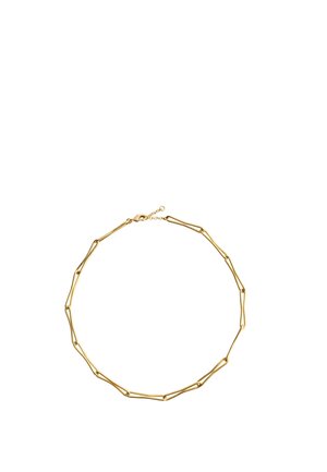 Collier en or avec des maillons ovales allongés et irréguliers, fermoir mousqueton avec rallonge de chaîne réglable.
